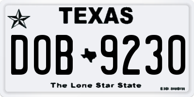 TX license plate DOB9230