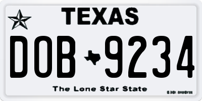 TX license plate DOB9234