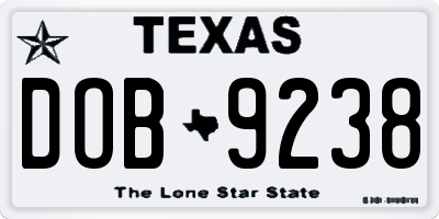 TX license plate DOB9238