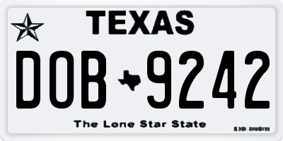 TX license plate DOB9242
