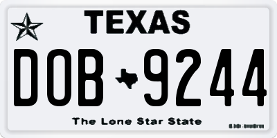 TX license plate DOB9244