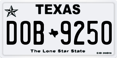 TX license plate DOB9250