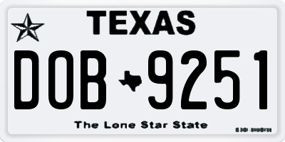 TX license plate DOB9251