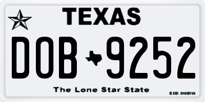 TX license plate DOB9252