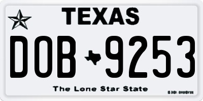 TX license plate DOB9253