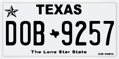 TX license plate DOB9257