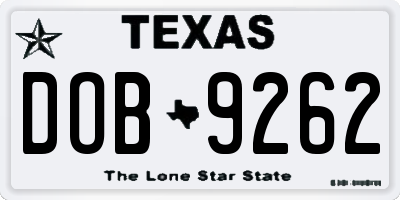 TX license plate DOB9262