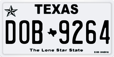 TX license plate DOB9264