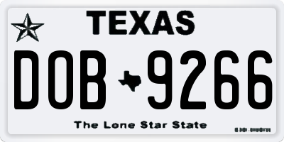 TX license plate DOB9266