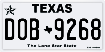 TX license plate DOB9268