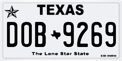 TX license plate DOB9269