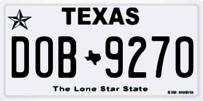 TX license plate DOB9270