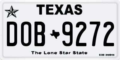 TX license plate DOB9272