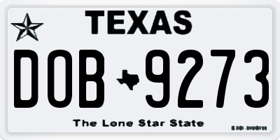 TX license plate DOB9273