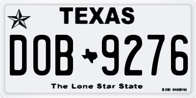 TX license plate DOB9276