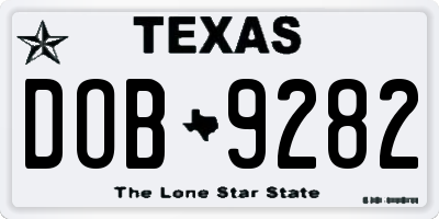 TX license plate DOB9282