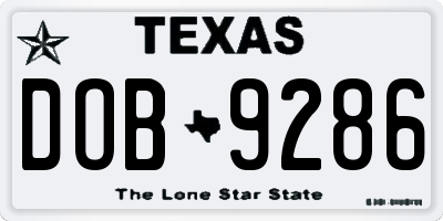 TX license plate DOB9286