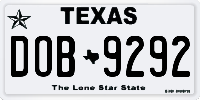 TX license plate DOB9292