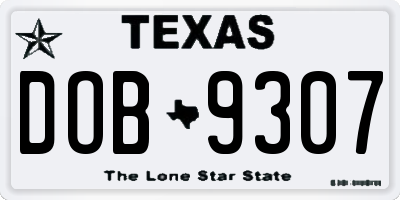 TX license plate DOB9307