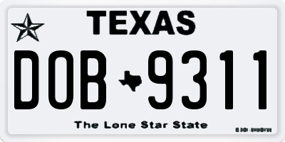 TX license plate DOB9311