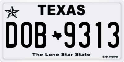 TX license plate DOB9313