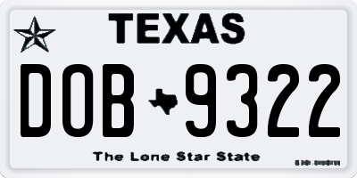 TX license plate DOB9322