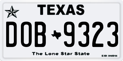 TX license plate DOB9323