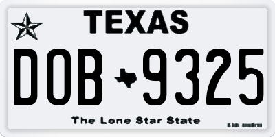 TX license plate DOB9325