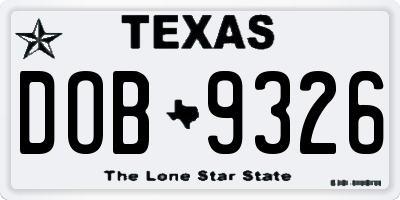 TX license plate DOB9326