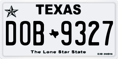 TX license plate DOB9327