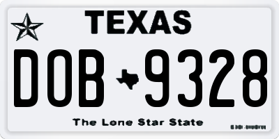 TX license plate DOB9328