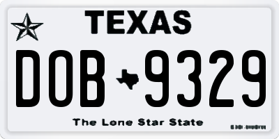 TX license plate DOB9329