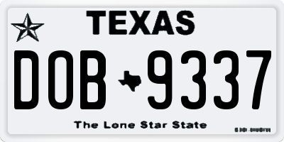 TX license plate DOB9337