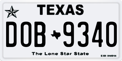 TX license plate DOB9340