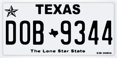 TX license plate DOB9344