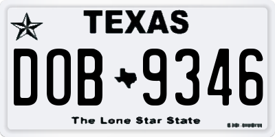 TX license plate DOB9346