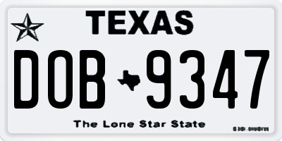 TX license plate DOB9347