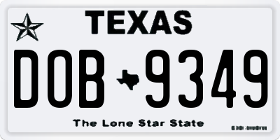 TX license plate DOB9349