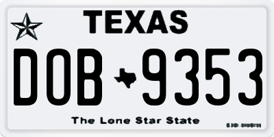 TX license plate DOB9353