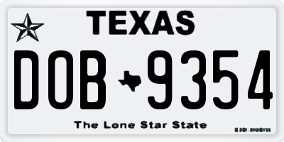 TX license plate DOB9354