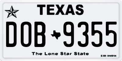 TX license plate DOB9355