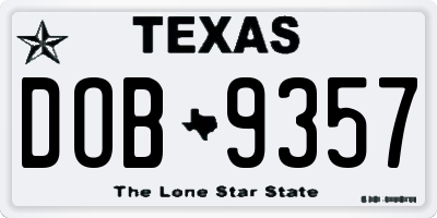 TX license plate DOB9357