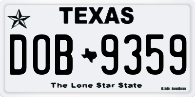TX license plate DOB9359