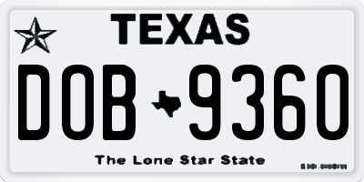 TX license plate DOB9360
