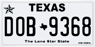 TX license plate DOB9368