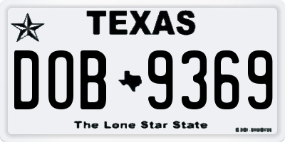 TX license plate DOB9369