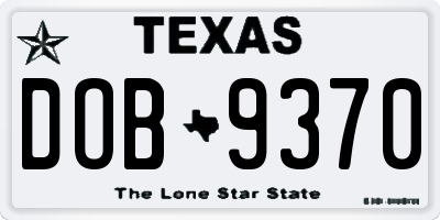 TX license plate DOB9370
