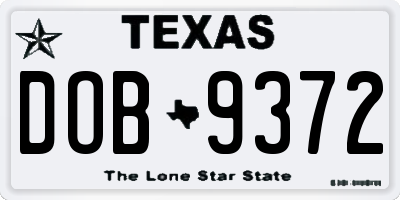 TX license plate DOB9372