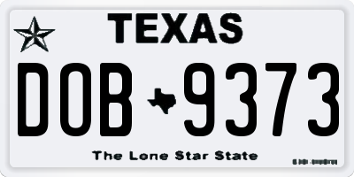 TX license plate DOB9373