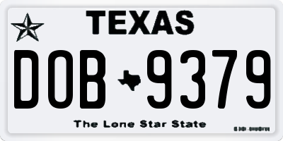 TX license plate DOB9379